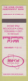 Matchbook Cover Mid Cal National Bank Tracy Lodi Manteca Stockton Pine Grove CA
