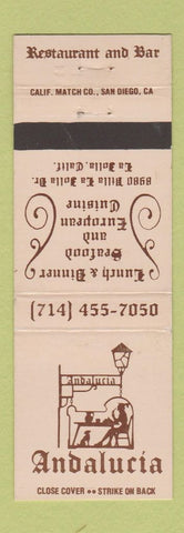 Matchbook Cover - Andalucia Restaurant La Jolla CA