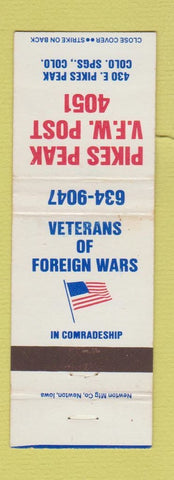 Matchbook Cover - VFW Pikes Peak Colorado Springs WEAR