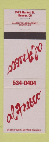 Matchbook Cover - Al Fresco Denver Colorado
