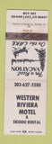 Matchbook Cover - Western Riviera Motel Skidoo Rental Grand Lake Colorado WORN