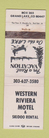 Matchbook Cover - Western Riviera Motel Skidoo Rental Grand Lake Colorado WORN