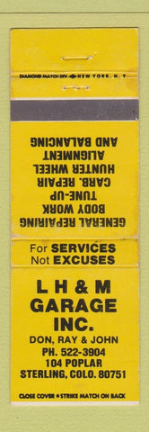 Matchbook Cover - LH&H Garage Sterling Colorado WEAR
