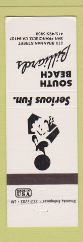 Matchbook Cover - South Beach Billiards San Francisco CA