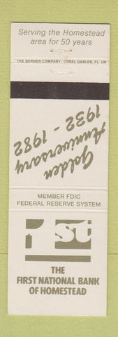 Matchbook Cover - First National Bank Homestead FL