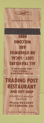 Matchbook Cover - Trading Post Restaurant Kit Carson Colorado WEAR