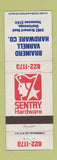 Matchbook Cover - Brainerd Varnell Hardware Sentry Chattanooga TN