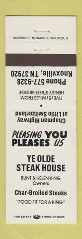 Matchbook Cover - Ye Olde Steak House Knoxville TN