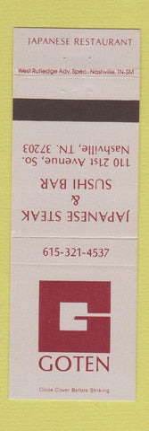 Matchbook Cover - Goten Japanese Steak Sushi Bar Nashville TN