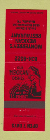 Matchbook Cover - Monterrey's Mexican Restaurant Nashville TN girlie RED