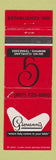 Matchbook Cover - Giovanni's Italian Restaurant Memphis TN WEAR
