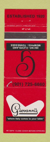 Matchbook Cover - Giovanni's Italian Restaurant Memphis TN WEAR