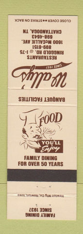 Matchbook Cover - Wally's Restaurants Chattanooga TN