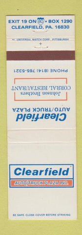 Matchbook Cover - Clearfield Auto Truck Plaza Clearfield PA