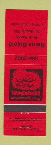 Matchbook Cover - Reina Bujold Gaspe QC RED