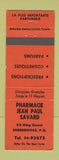 Matchbook Cover - Pharmacy Jean Paul Savard Sherbrooke QC