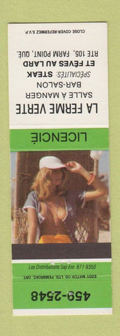 Matchbook Cover - La Ferme Verte Farm Point QC pinup