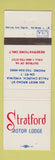 Matchbook Cover - Stratford Mtoor Lodge Falls Church VA