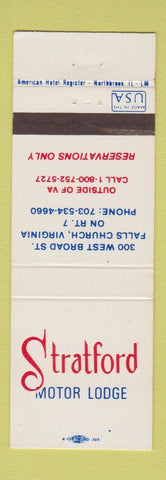 Matchbook Cover - Stratford Mtoor Lodge Falls Church VA