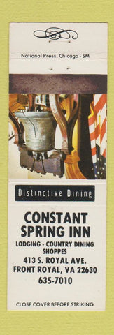 Matchbook Cover - Constant Spring Inn Front Royal VA