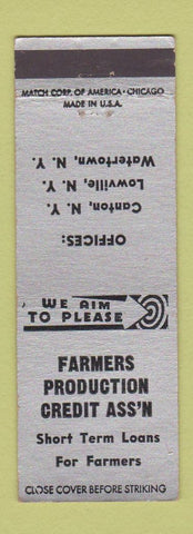 Matchbook Cover - Farmers Production Credit Canton Lowville Watertown NY WEAR