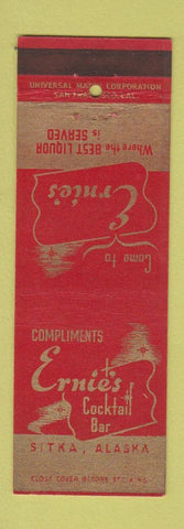 Matchbook Cover - Ernie's Cocktail Lounge Sitka AK