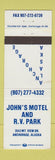 Matchbook Cover - John's Motel RV Park Anchorage AK WEAR