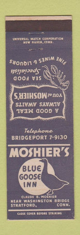 Matchbook Cover - Moshier's Blue Goose Inn Stratford CT