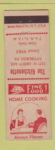 Matchbook Cover - The Kitchenette Pittsburgh PA Jersey Match