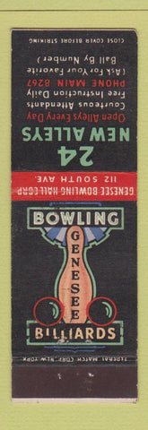 Matchbook Cover - Genesee Bowling Billiards Rochester? NY Federal