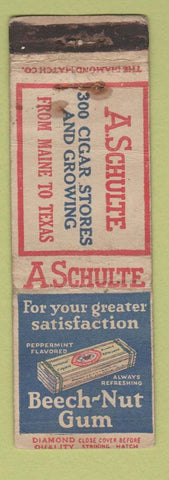 Matchbook Cover - A Schulte Cigars Beech Nut Gum DQ WORN