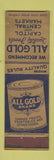 Matchbook Cover - All Gold Brand Canned Food CROWN