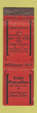 Matchbook Cover - Cafe Paradise Los Angeles CA Chinese WEAR