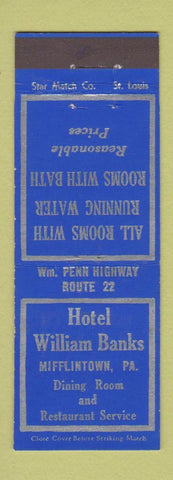 Matchbook Cover - Hotel William Banks Mifflintown PA STAR MATCH
