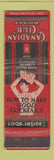 Matchbook Cover - Candian Club Whiskey UNIVERSAL LONG WORN