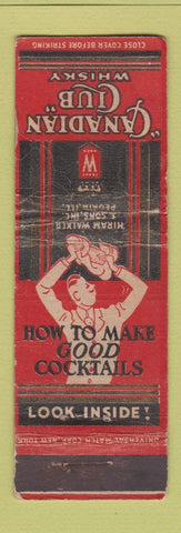 Matchbook Cover - Candian Club Whiskey UNIVERSAL LONG WORN