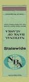 Matchbook Cover - National Bank of Alaska Anchorage Homer Kodiak Sitka AK
