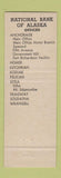 Matchbook Cover - National Bank of Alaska Anchorage Homer Kodiak Sitka AK