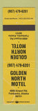 Matchbook Cover - Golden North Motel Fairbanks AK WEAR