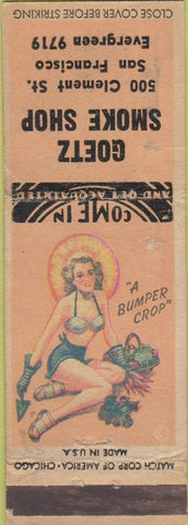 Matchbook Cover - Goetz Smoke Shop San Francisco CA pinup