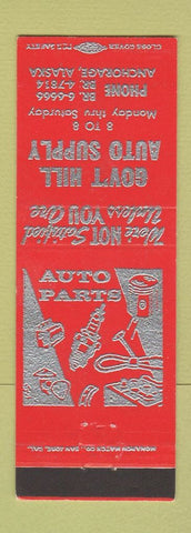 Matchbook Cover - Gov't Hill Auto Supply parts Anchorage AK