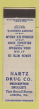 Matchbook Cover - Hartz Drug Company Rexall Aurora IL