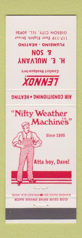 Matchbook Cover - Lenox Heating Air Conditioning Gibson City IL