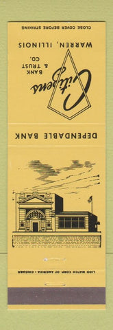 Matchbook Cover - Citizens Bank and Trust Warren IL