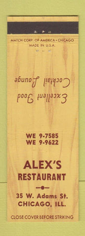 Matchbook Cover - Alex's Restaurant Chicago IL