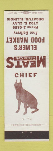 Matchbook Cover - Elmer's Food Market Decatur IL Boxer? Dog