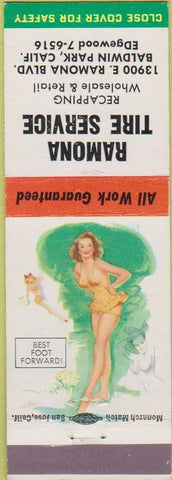 Matchbook Cover - Ramona Tire Service Baldwin Park CA pinup