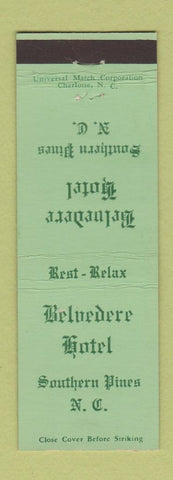 Matchbook Cover - Belvedere Hotel Southern Pines NC