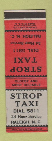 Matchbook Cover - Strop Taxi Raleigh NC