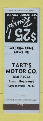Matchbook Cover - Tart's Motor Company Fayetteville NC